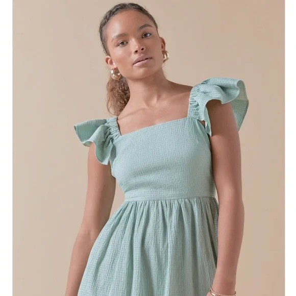 green emerald velvet dress Straps Short Mint Green Beach Dress Summer Dress – FancyVestido main image 1